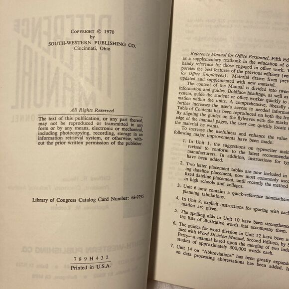 Reference Manual for Office Personnel 5th Edition House & Koebele - 1970 Vintage - Picture 4 of 5